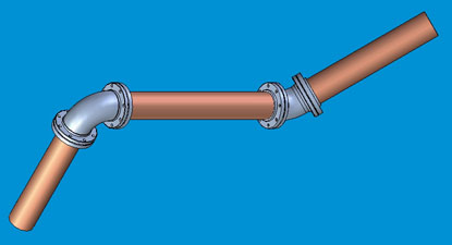 Pipeline after Repair process with Bend 45 fitting added into tube class